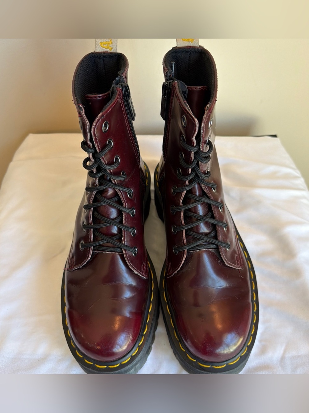 Doc Dr Martens V Jadon II Vegan Cherry Red Platform Boots Womens 8 Mens 7 - Picture 3 of 6